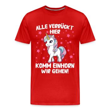Einhorn Einhörner Fabelwesen Mystisch - Männer Premium Bio T-Shirt - Rot - Vorne - Damien (186cm)