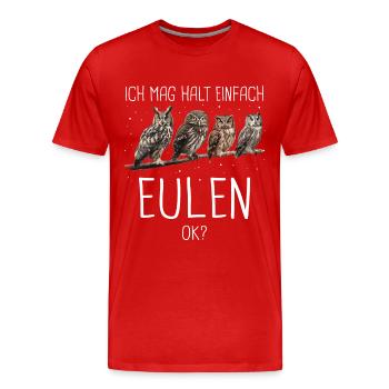 Nachteule Eule Eulen Vogel - Männer Premium Bio T-Shirt - Rot - Vorne - Damien (186cm)