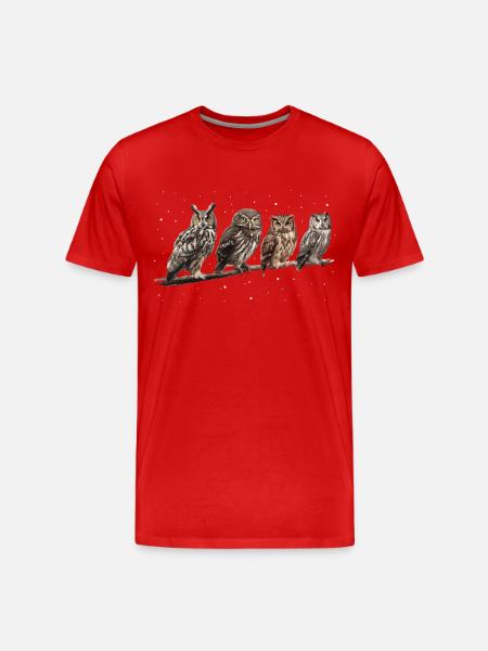 Night Owl Owl Owl Bird - Men's Premium Organic T-Shirt - red