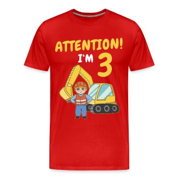 Geschenk 3 Jahre Geburtstagskind - Männer Premium Bio T-Shirt - Rot - Vorne - Damien (186cm)