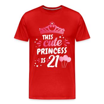 Gift 21 Years Birthday Child - Men's Premium Organic T-Shirt - red - Front - Damien (186cm)