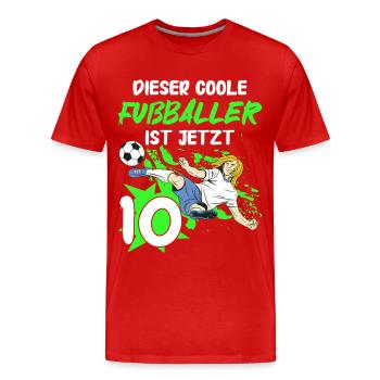 Geschenk 10 Jahre Geburtstagskind - Männer Premium Bio T-Shirt - Rot - Vorne - Damien (186cm)