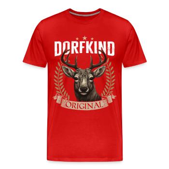 Hirsch Trachtenshirt Geweih Hirsche - Männer Premium Bio T-Shirt - Rot - Vorne - Damien (186cm)
