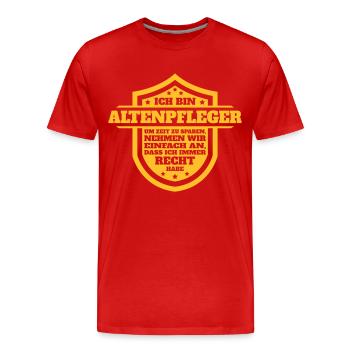 Altenpfleger Geschenk Beruf Lustiges - Männer Premium Bio T-Shirt - Rot - Vorne - Damien (186cm)