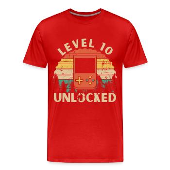 Level 10 freigeschaltet - Männer Premium Bio T-Shirt - Rot - Vorne - Damien (186cm)