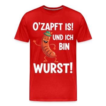 Saucisse fraîche - T-shirt bio Premium Homme - rouge - Devant - Damien (186cm)