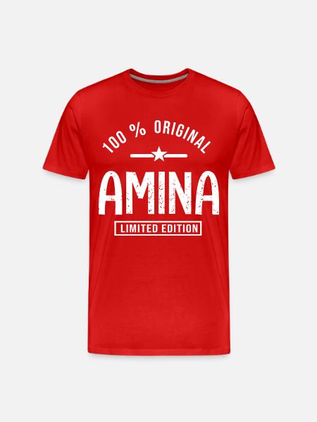 Amina personalized shirt Arabic name Amina - Men's Premium Organic T-Shirt - red