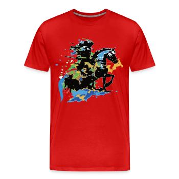 Reiter Pferd bunt - Männer Premium Bio T-Shirt - Rot - Vorne - Damien (186cm)