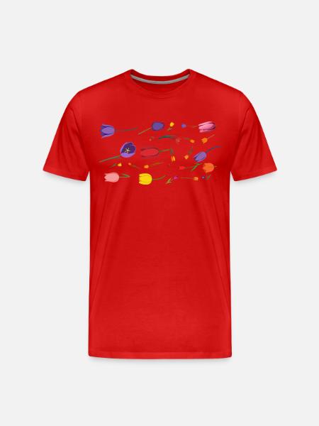 Flowers Spring Tulips - Men's Premium Organic T-Shirt - red