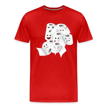 Toilettenpapier. Viel. Virus. Humor behalten - Männer Premium Bio T-Shirt - Rot - Vorne - Damien (186cm)