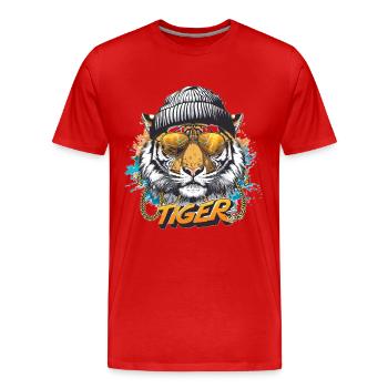 Tiger - Männer Premium Bio T-Shirt - Rot - Vorne - Damien (186cm)