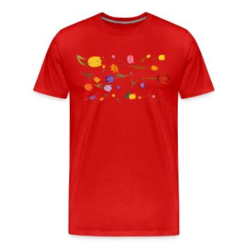 Blumen Tulpen Frühling - Männer Premium Bio T-Shirt - Rot - Vorne - Damien (186cm)