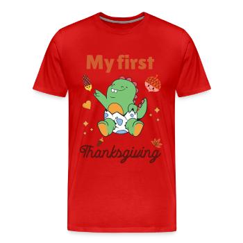 Mon premier Thanksgiving - T-shirt bio Premium Homme - rouge - Devant - Damien (186cm)