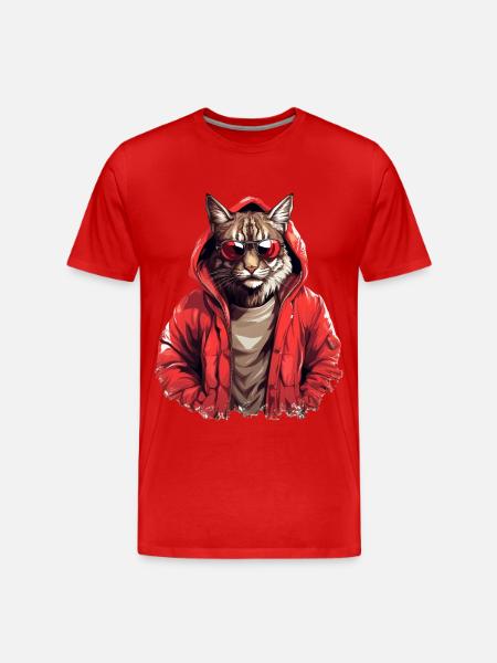 Streetstyle-Luchs | Luchs-Liebhaber - Männer Premium Bio T-Shirt - Rot