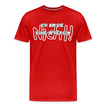 Ruhe in Person - Männer Premium Bio T-Shirt - Rot - Vorne - Damien (186cm)