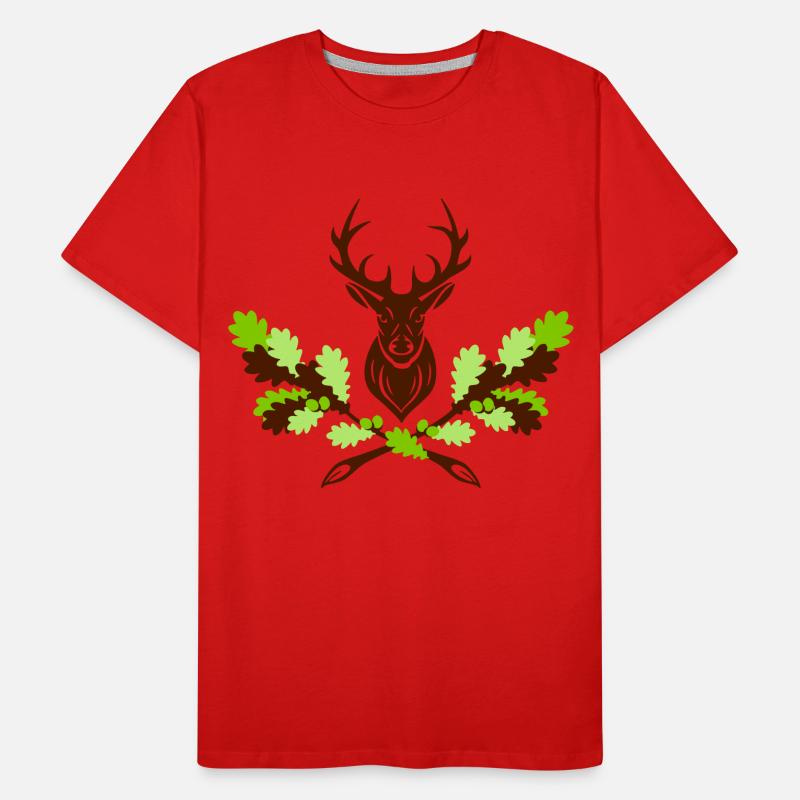 Hirsch Geweih Eiche Logo 3farbig Männer Premium Bio T-Shirt