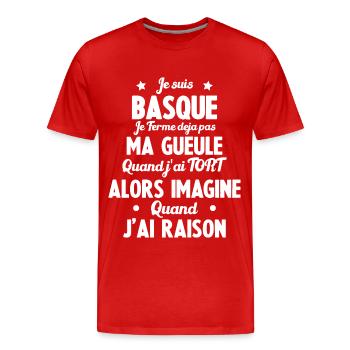 Je suis Basque - Je ferme pas ma gueule - T-shirt bio Premium Homme - rouge - Devant - Damien (186cm)