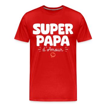 Papa drôle Fête des Pères Super papa d'amour - T-shirt bio Premium Homme - rouge - Devant - Damien (186cm)