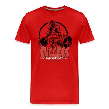 GYM No Excuses Body Building Fitness Gorilla - Männer Premium Bio T-Shirt - Rot - Vorne - Damien (186cm)