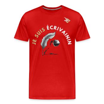 Je suis écrivain t-shirt - T-shirt bio Premium Homme - rouge - Devant - Damien (186cm)