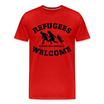 Refugees Welcome (versch. Farben) - Männer Premium Bio T-Shirt - Rot - Vorne - Damien (186cm)