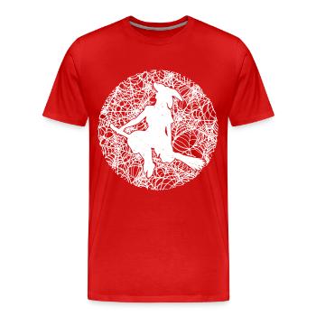 Spooky Spinnennetz Hexerei Besen Halloween - Männer Premium Bio T-Shirt - Rot - Vorne - Damien (186cm)