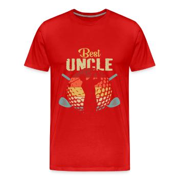 Best Uncle Golfer Uncle "Best by Par" - Men's Premium Organic T-Shirt - red - Front - Damien (186cm)