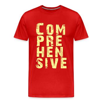 Explore every aspect of COMPREHENSIVE - Men's Premium Organic T-Shirt - red - Front - Damien (186cm)