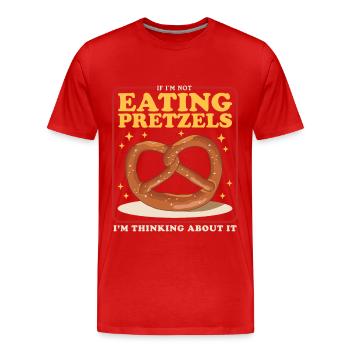 Pretzel Pretzels Pretzel Lover Gift - Men's Premium Organic T-Shirt - red - Front - Damien (186cm)