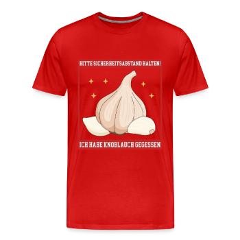 Cadeau de gousse d’ail d’ail - T-shirt bio Premium Homme - rouge - Devant - Damien (186cm)