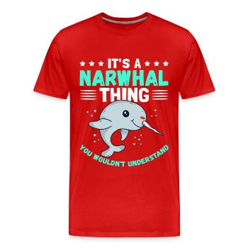 Narwhal Whales Narwhal Narwhal Whale Gift - Men's Premium Organic T-Shirt - red - Front - Damien (186cm)