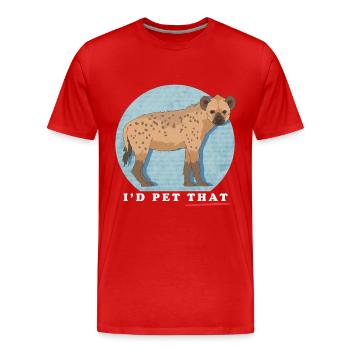 Hyène Hyène Cadeau Hyène Tachetée - T-shirt bio Premium Homme - rouge - Devant - Damien (186cm)