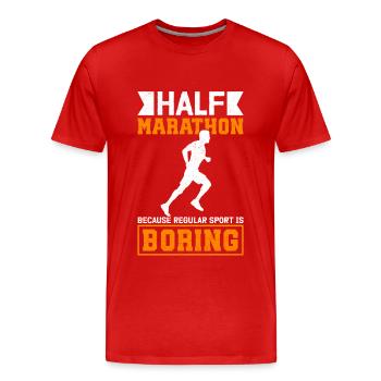 Demi-marathon Demi-marathon Cadeau de course à pied - T-shirt bio Premium Homme - rouge - Devant - Damien (186cm)
