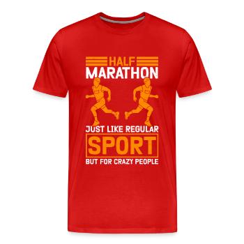 Coureur de semi-marathon Cadeau de semi-marathon - T-shirt bio Premium Homme - rouge - Devant - Damien (186cm)