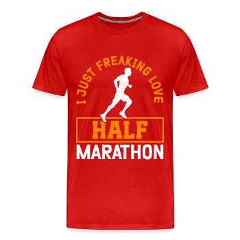 Demi-marathon Cadeau pour coureur de semi-marathon - T-shirt bio Premium Homme - rouge - Devant - Damien (186cm)