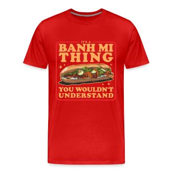 Banh Mi Bánh Mì Sandwiches Cadeaux - T-shirt bio Premium Homme - rouge - Devant - Damien (186cm)