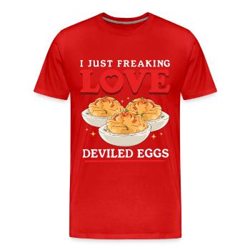 Deviled Eggs Gefüllte Eier Geschenke - Männer Premium Bio T-Shirt - Rot - Vorne - Damien (186cm)