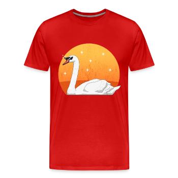 Swan Swans Swan Lover Gift - Men's Premium Organic T-Shirt - red - Front - Damien (186cm)