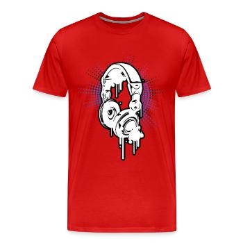 Casque de Musique DJ Equalizer Couleurs Electro - T-shirt bio Premium Homme - rouge - Devant - Damien (186cm)