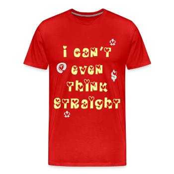 I Can't Even Think Straight Żółty Yellow Love - Men's Premium Organic T-Shirt - red - Front - Damien (186cm)