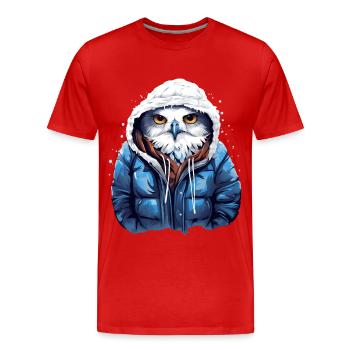 Streetstyle Schneeeule | Eulen-Liebhaber - Männer Premium Bio T-Shirt - Rot - Vorne - Damien (186cm)