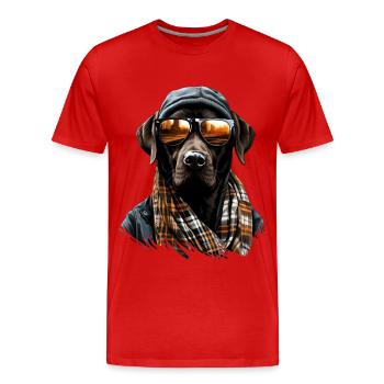 Urban Retriever: Streetwise Labrador Vibes - T-shirt bio Premium Homme - rouge - Devant - Damien (186cm)