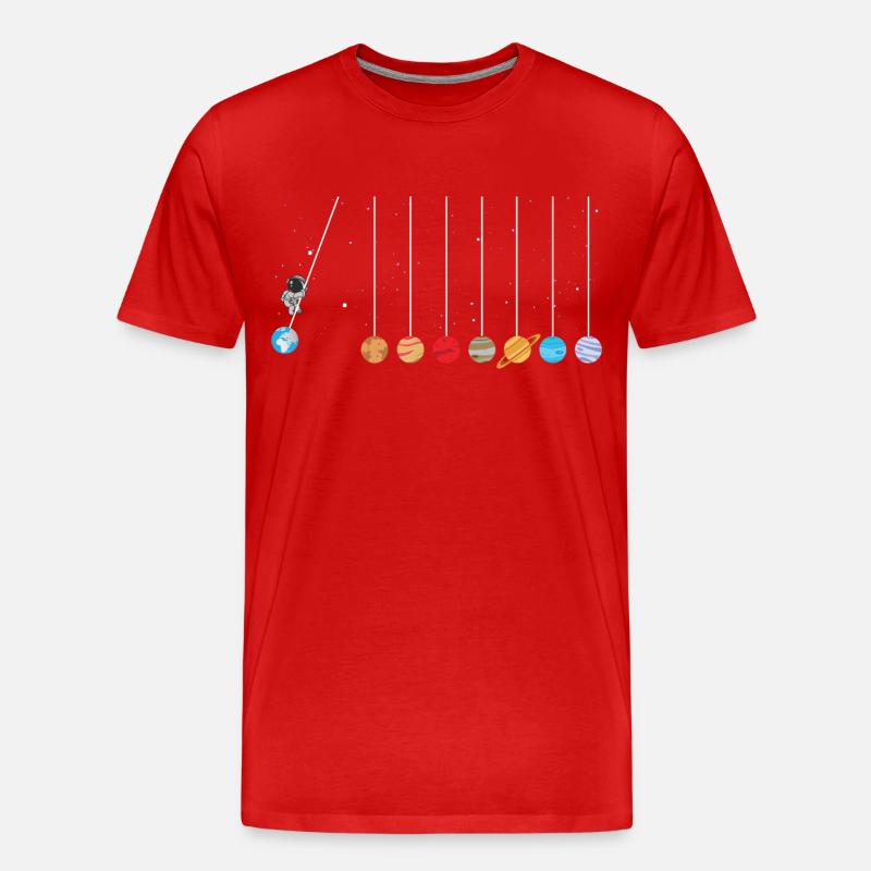 Astronaut Swing Planets Solar System Space Science - Men's Premium Organic T-Shirt - red