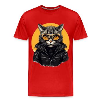 Urban Purrfection : du chat | Amoureux des chats - T-shirt bio Premium Homme - rouge - Devant - Damien (186cm)