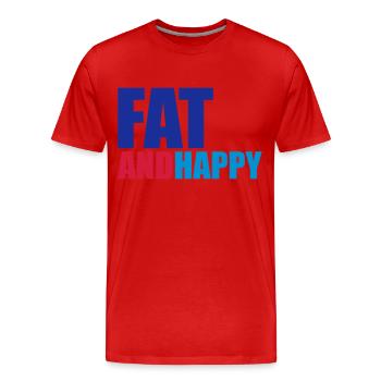 Fat & Happy - Männer Premium Bio T-Shirt - Rot - Vorne - Damien (186cm)