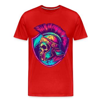 Crâne Spartiate Gladiateur - T-shirt bio Premium Homme - rouge - Devant - Damien (186cm)