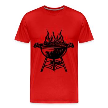 Grill, Feu, Grill, Viande - T-shirt bio Premium Homme - rouge - Devant - Damien (186cm)