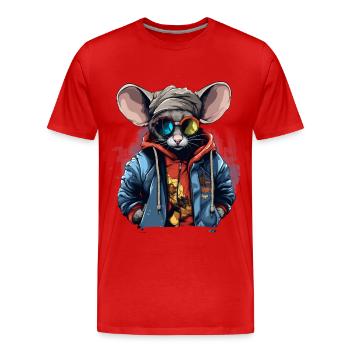 Urban Rodent: Streetwise Mouse Vibes - T-shirt bio Premium Homme - rouge - Devant - Damien (186cm)