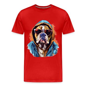 Urban Bulldog: Streetwise Bulldog Vibes - T-shirt bio Premium Homme - rouge - Devant - Damien (186cm)