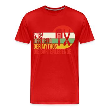 Papa Der Held Der Mythos Die Gartenlegende Retro - Männer Premium Bio T-Shirt - Rot - Vorne - Damien (186cm)